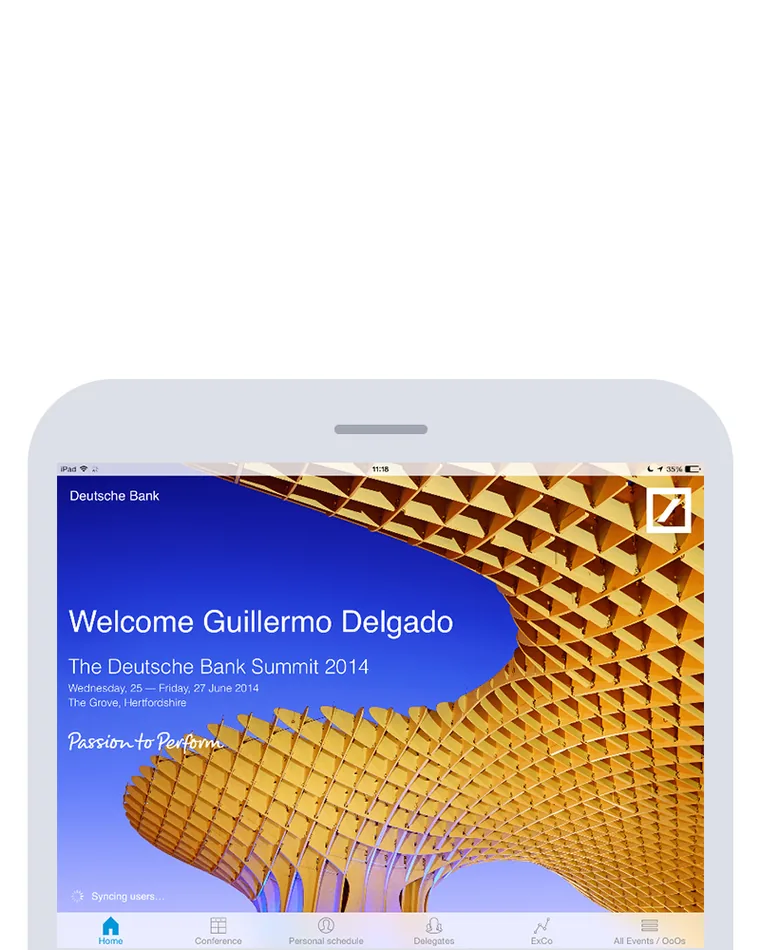 Deutsche Bank Summit iPad app welcome screen