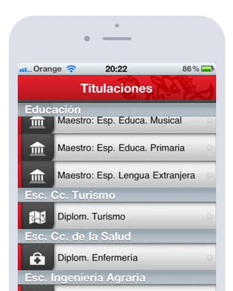 iULE university app screen